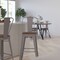 Merrick Lane Dothan Metal Dining Stool with Curved Slatted Back and Textured Wood Seat
